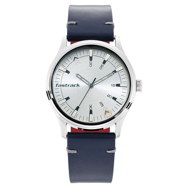 Fastrack I Love Me Quartz Analog Silver Dial Leather Strap Watch for Guys - image number 1