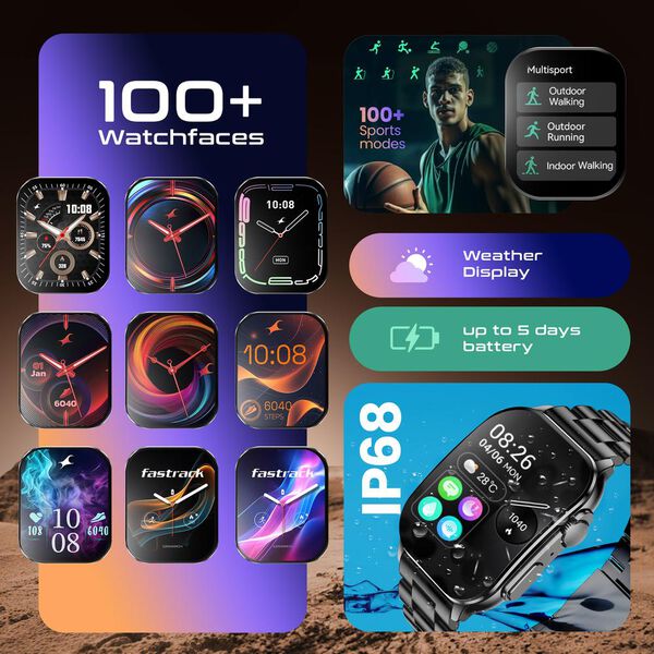Fastrack Revoltt FS2 Pro (Metal) 1.96" Super AMOLED Smart Watch Metal Body with 1000 Nits Brightness SpO2 - image number 5