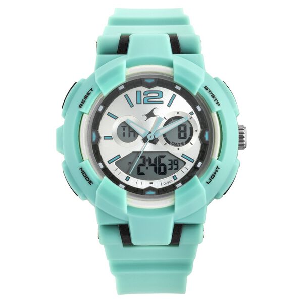 Fastrack Street Line Quartz Digital Analog Digital Silver Dial Green PU Strap Watch For Girls - image number 2