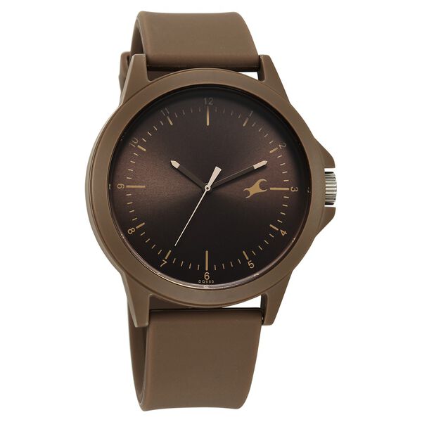 Fastrack Tees Urbanique Quartz Analog Brown Dial Silicon Strap Watch For Guys - image number 1