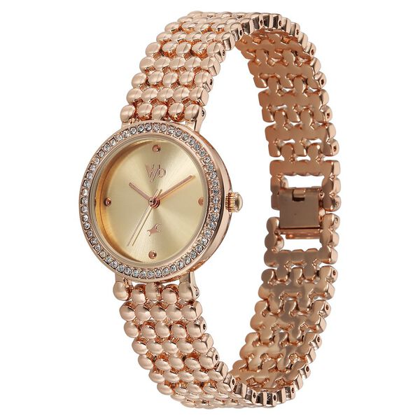 Vyb Iconique By Fastrack Quartz Analog Pink Dial Rose Gold Metal Strap Watch For Girls - image number 4