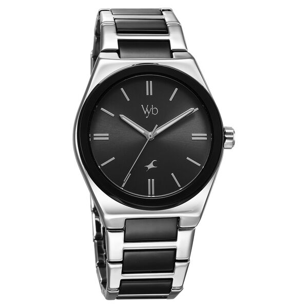 Fastrack Vyb Nimbus Quartz Analog Black Dial Two Toned Color Metal Strap Watch For Guys - image number 2