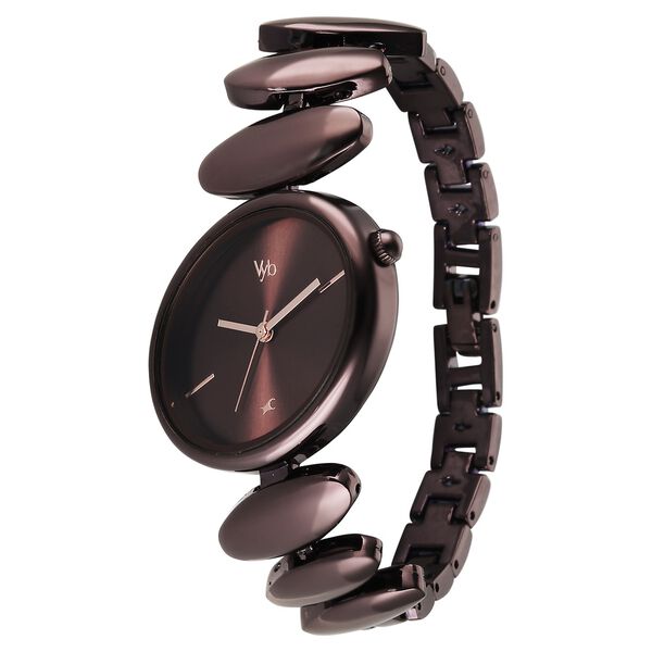 Vyb Successor By Fastrack Quartz Analog Brown Dial Brown Metal Strap Watch For Girls - image number 2