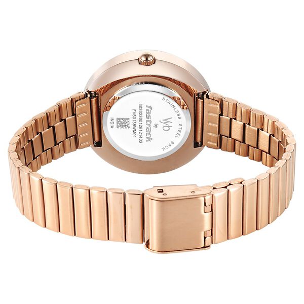 Vyb Celeste By Fastrack Quartz Analog White Dial Rose Gold Stainless Steel Strap Watch For Girls - image number 5