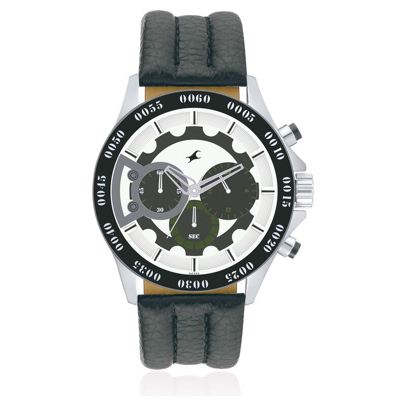 Buy Online Fastrack Quartz Chronograph Silver Dial Leather Strap