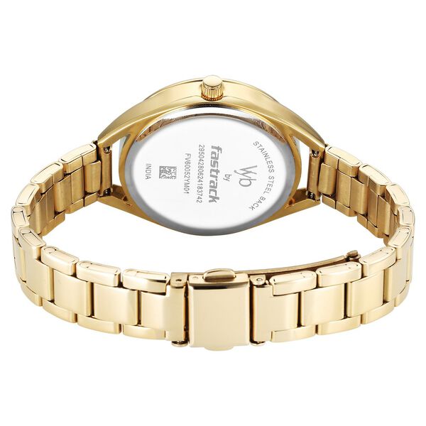 Fastrack Vyb Aurora Quartz Analog Green Dial Golden Color Metal Strap Watch For Girls - image number 5