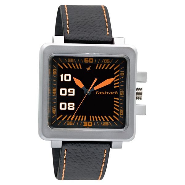 Fastrack Quartz Analog Black Dial Leather Strap Watch for Guys - image number 0