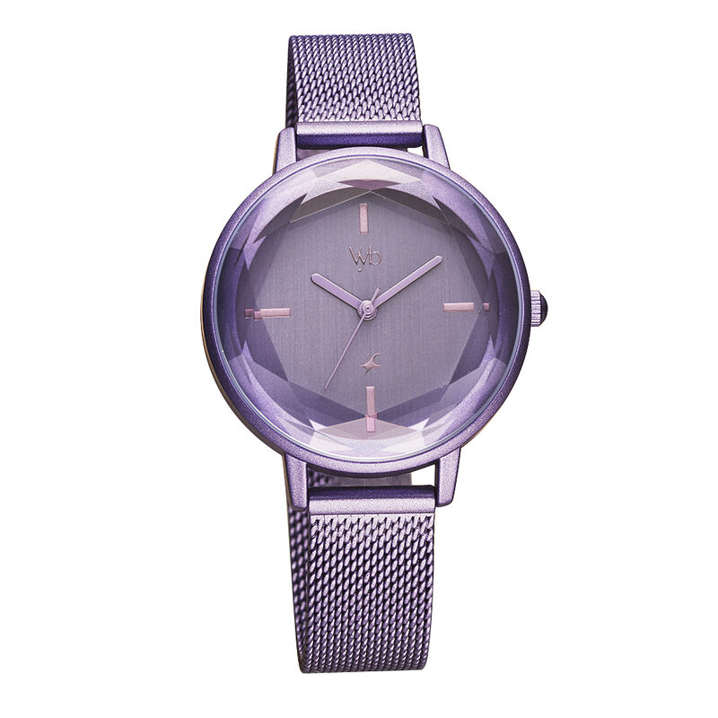 Vyb by Fastrack Quartz Analog Purple Dial Stainless Steel Strap Watch for Girls - image number 1