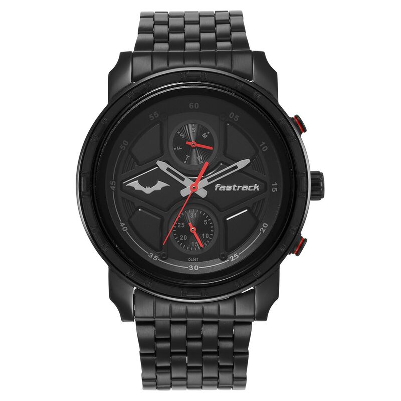 Fastrack Batman Quartz Analog with Day and Date Black Dial Stainless Steel Strap Watch for Guys - image number 2