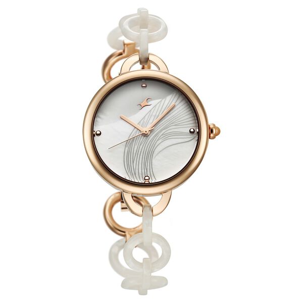 Fastrack Younique Quartz Analog Mother Of Pearl Dial Acetate And Metal Strap Watch For Girls - image number 2