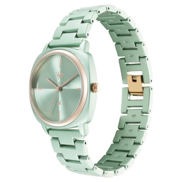 Fastrack Vyb Slayer Quartz Analog Green Dial Metal Strap Watch for Girls - image number 3