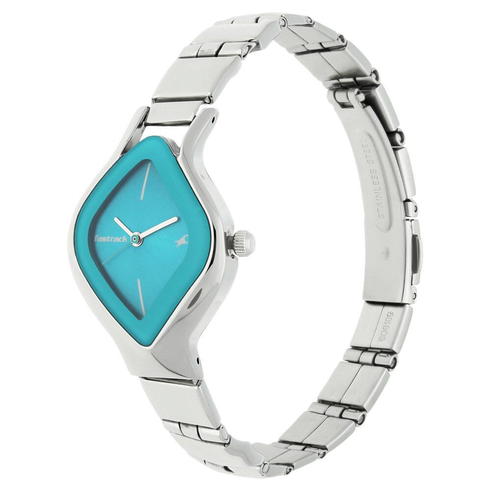 Buy Online Fastrack Quartz Analog Blue Dial Stainless Steel Strap Watch for Girls nr6109sm03 Fastrack
