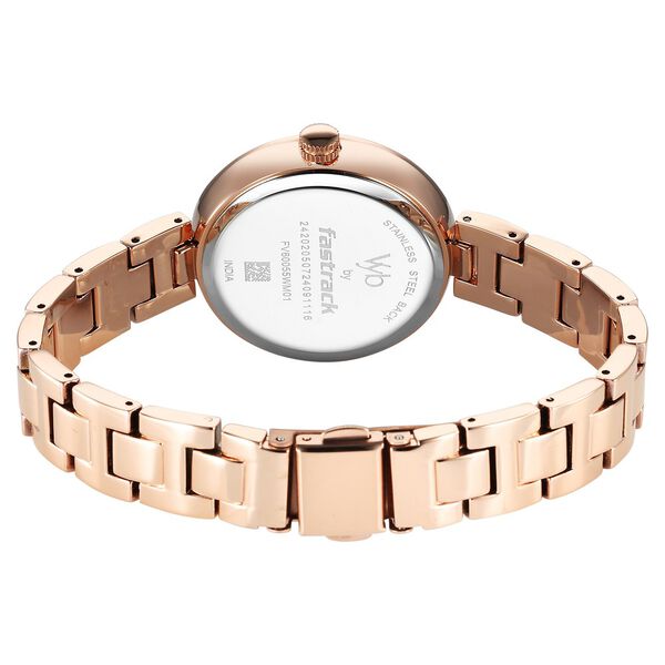 Fastrack Vyb Diva Quartz Analog Mother of Pearl Dial Rose Gold Metal Strap Watch For Girls - image number 5
