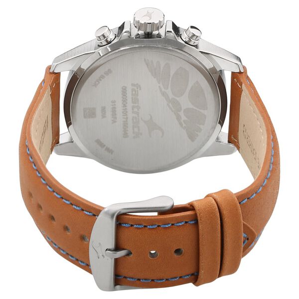 Fastrack Loopholes Quartz Multifunction Black Dial Leather Strap Watch for Guys - image number 3