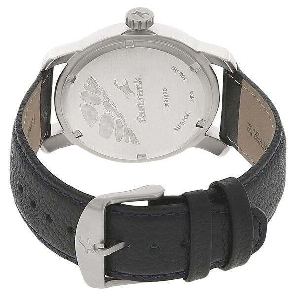 Fastrack Quartz Analog Silver Dial Leather Strap Watch for Guys - image number 3