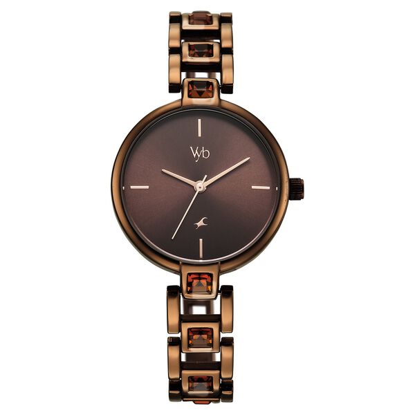 Vyb Manifester By Fastrack Quartz Analog Brown Dial Brown Metal Strap Watch For Girls - image number 1