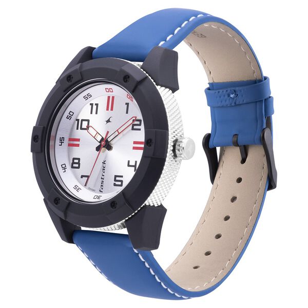 Fastrack Modular Quartz Analog Silver Dial Leather Strap Watch for Guys - image number 2