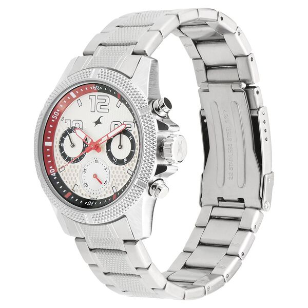 Fastrack Loopholes Quartz Multifunction Silver Dial Stainless Steel Strap Watch for Guys - image number 1