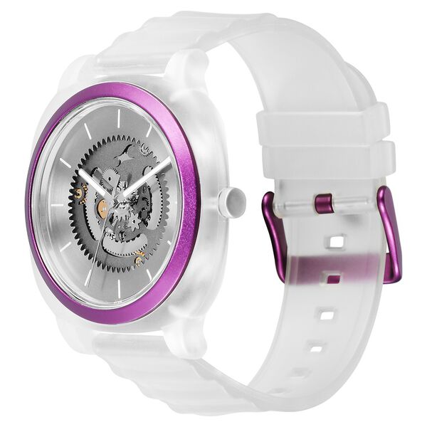 Fastrack Bare Quartz Analog Skeleton Unisex Watch With Grey Dial And Translucent Plastic Strap - image number 3
