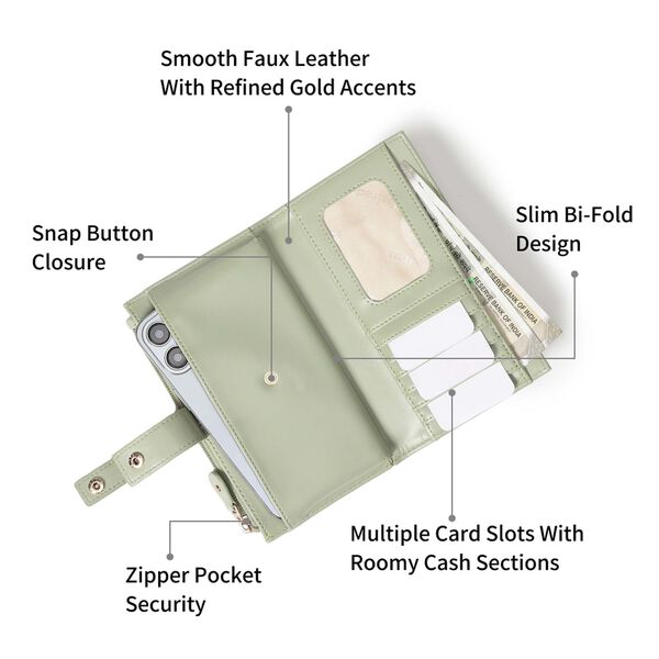 Olive snapfold wallet - image number 1