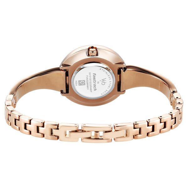 Fastrack Vyb Diva Quartz Analog Rose Gold Dial Rose Gold Metal Strap Watch For Women - image number 4
