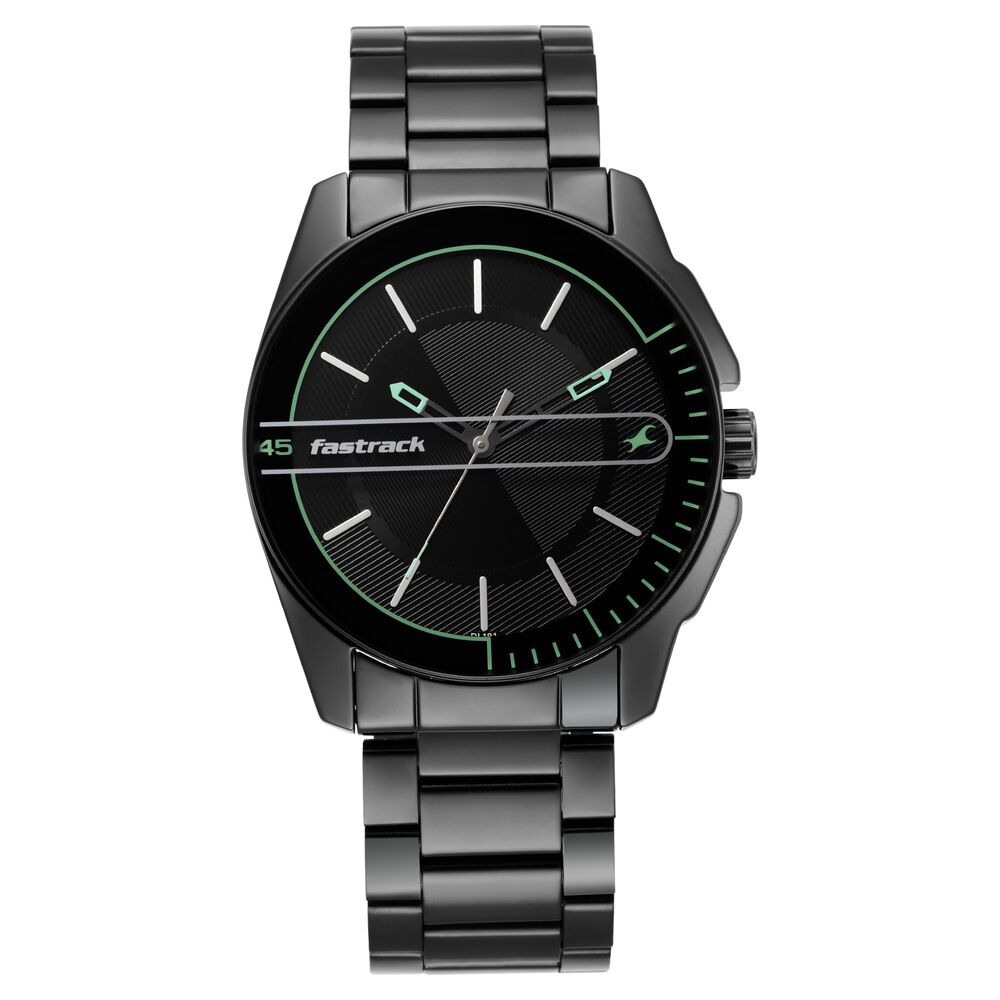 Fastrack Wear Your Look Quartz Analog Black Dial Metal Strap Watch