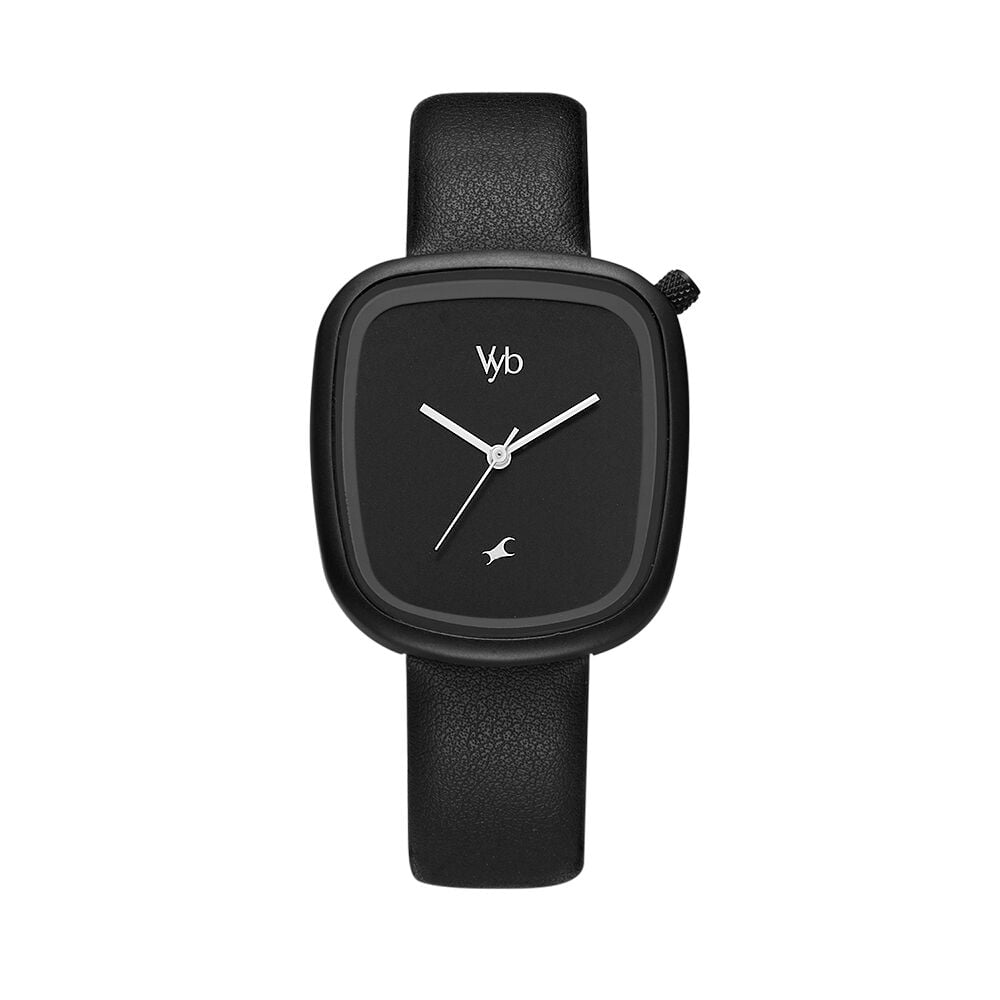 Buy Online Fastrack Vyb Prodigy Quartz Analog Black Dial Leather Strap Watch for Girls fv60018nl01w Fastrack