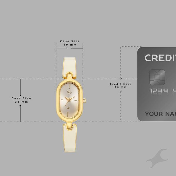 Vyb Diva By Fastrack Quartz Analog Off White Dial Golden Metal With Enamel Fill Strap Watch For Girls - image number 3