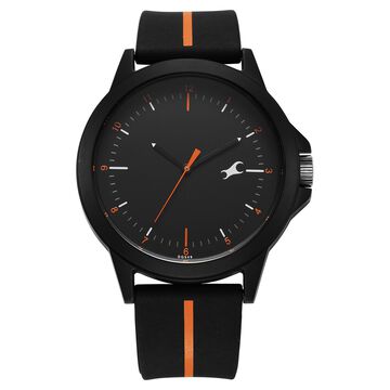 Fastrack Tees Urbanique Quartz Analog Black Dial Silicon Strap Watch For Unisex