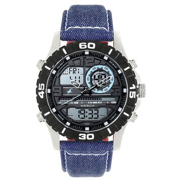 Fastrack Denim Quartz Analog Digital Blue Dial Denim Strap Watch for Guys