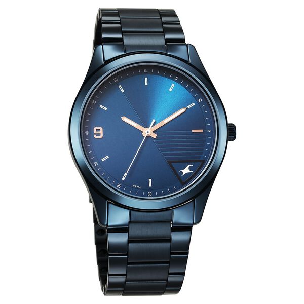 Fastrack Stunners Quartz Analog Blue Dial Blue Metal Strap Watch For Guys - image number 1