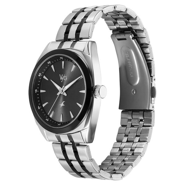 Fastrack Vyb Arcane Quartz Analog Black Dial Two Toned Color Metal Strap Watch For Guys - image number 3