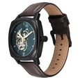 Fastrack Automatics Collection Green Dial Brown Leather Strap Watch For Guys - image number 2