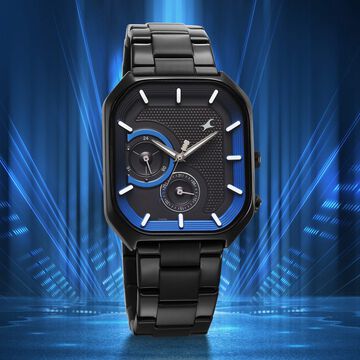 Fastrack Groove Multifunction Grey Dial Metal Strap Guy's Watch with Lume indices
