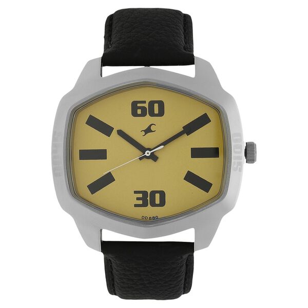Fastrack Quartz Analog Yellow Dial Leather Strap Watch for Guys - image number 0