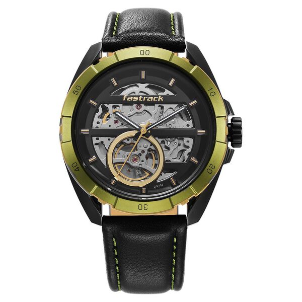 Fastrack Automatics Black Dial Leather Strap Watch for Guys - image number 0