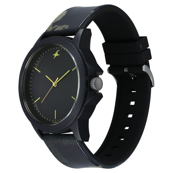 Fastrack Tees Urbanique Quartz Analog Black Dial Silicon Strap Watch For Unisex - image number 2