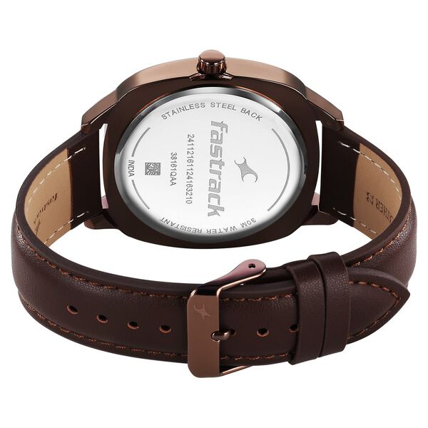 Fastrack Stunners X Quartz Analog Brown Dial Leather Strap Watch For Guys - image number 4