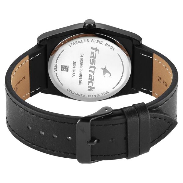 Fastrack Stunners Quartz Analog Black Dial Black Leather Strap Watch For Guys - image number 5
