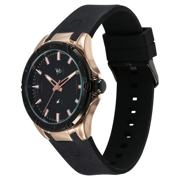 Vyb Challenger By Fastrack Quartz Analog Black Dial Silicone Strap Watch For Guys - image number 3