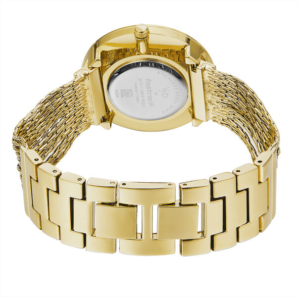 Fastrack Vyb Flare Quartz Analog Golden Dial Metal Strap Watch for Girls - image number 5