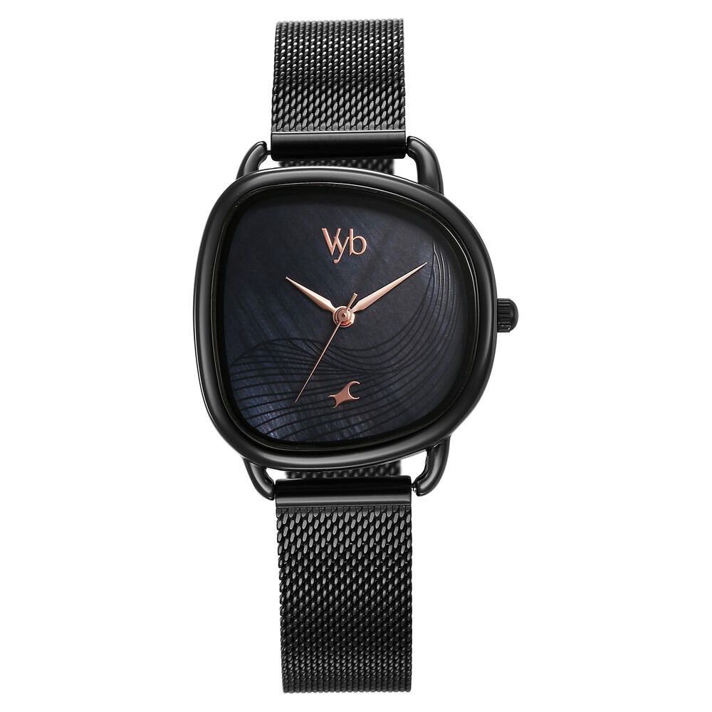 Buy Online Fastrack Vyb Manifester Quartz Analog Black Dial Stainless Steel Strap Watch for Girls fv60032nm01w Fastrack