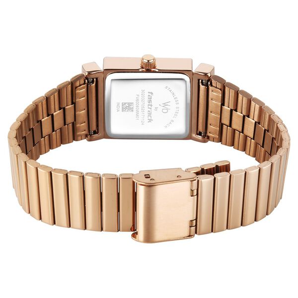 Vyb Showstopper By Fastrack Quartz Analog Rose Gold Dial Rose Gold Stainless Steel Strap Watch For Girls - image number 6