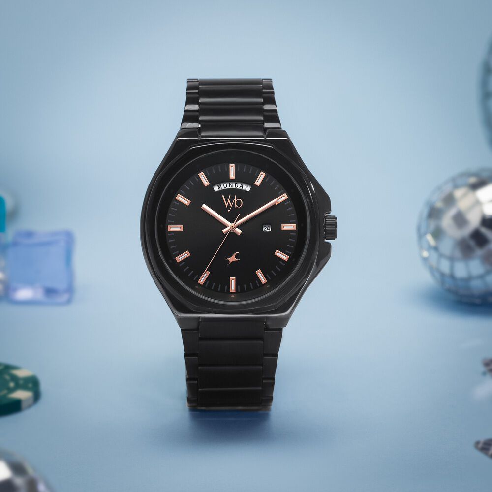 Buy Online Vyb Orion By Fastrack Quartz Analog Black Dial Metal