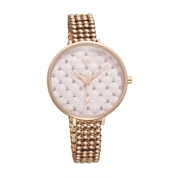 Fastrack Vyb Iconique Quartz Analog Pink Dial Metal Strap Watch for Girls - image number 1