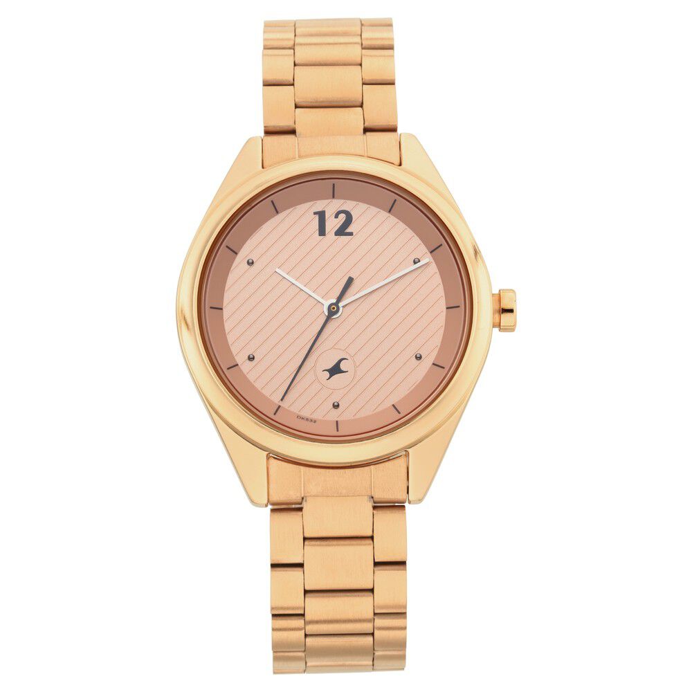 Fastrack Quartz Analog Rose Gold Dial Stainless Steel Strap Watch