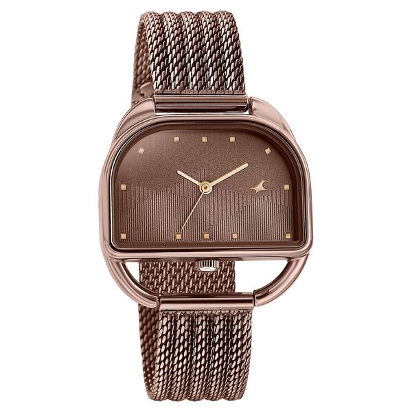 Fastrack Style Up Quartz Analog Brown Dial Brown Stainless Steel Strap Watch For Girls - image number 1