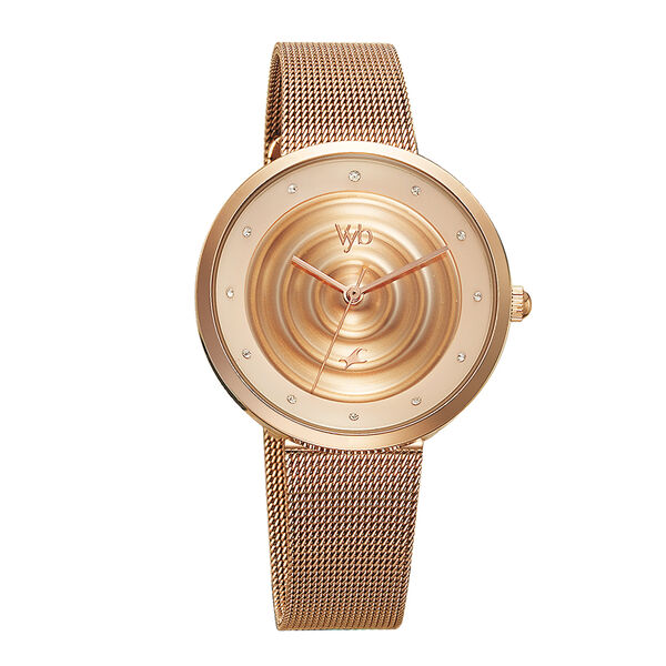 Fastrack Vyb Manifester Quartz Analog Rose Gold Dial Stainless Steel Strap Watch for Girls - image number 1