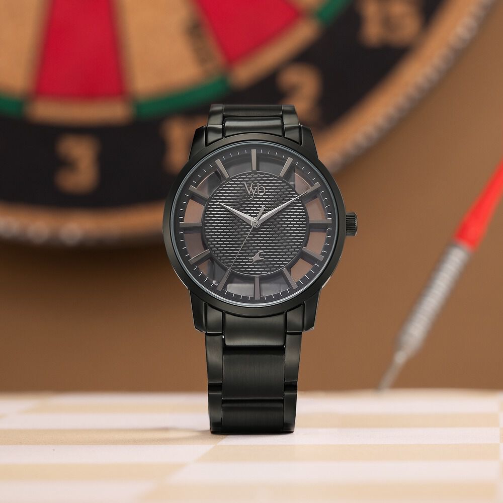 Buy Online Vyb Horizon By Fastrack Quartz Analog Black Dial Grey