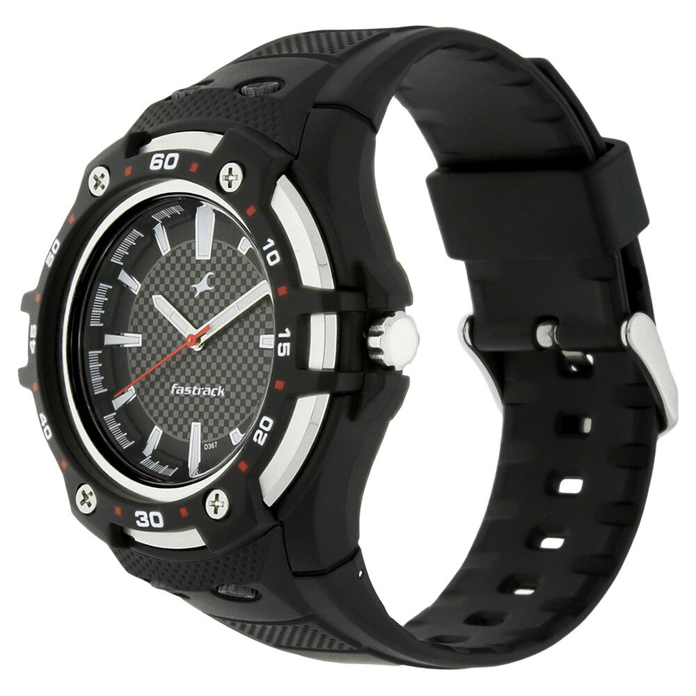 Buy Online Fastrack Quartz Analog Black Dial Plastic Strap Watch for Guys np9332pp02 Fastrack